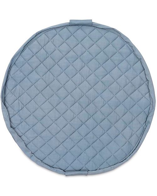 Play&Go Sacco Portagiochi e Tappeto Gioco Imbottito 2 in 1 Original Cotone Biologico - Blu Papavero Tappeti Porta Gioco