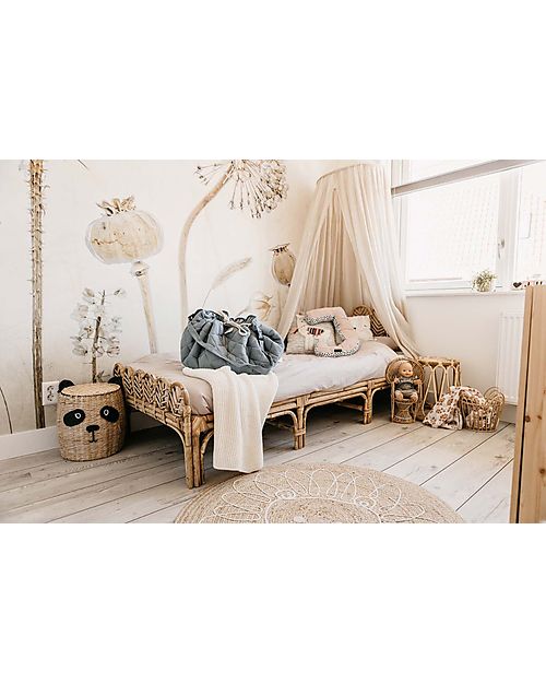 Play&Go Sacco Portagiochi e Tappeto Gioco Imbottito 2 in 1 Original Cotone Biologico - Blu Papavero Tappeti Porta Gioco