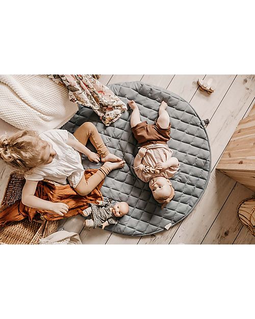 Play&Go Sacco Portagiochi e Tappeto Gioco Imbottito 2 in 1 Original Cotone Biologico - Blu Papavero Tappeti Porta Gioco