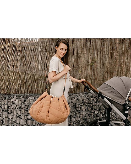 Play&Go Sacco Portagiochi e Tappeto Gioco Imbottito 2 in 1 Soft Cotone Biologico - Marrone Aranciato Tappeti Porta Gioco