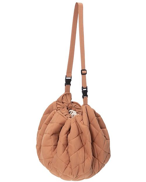 Play&Go Sacco Portagiochi e Tappeto Gioco Imbottito 2 in 1 Soft Cotone Biologico - Marrone Aranciato Tappeti Porta Gioco