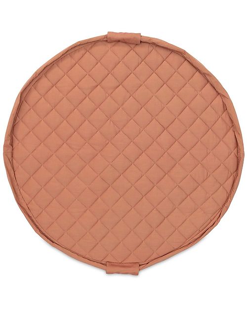 Play&Go Sacco Portagiochi e Tappeto Gioco Imbottito 2 in 1 Soft Cotone Biologico - Marrone Aranciato Tappeti Porta Gioco