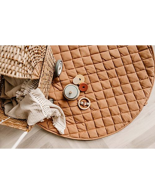 Play&Go Sacco Portagiochi e Tappeto Gioco Imbottito 2 in 1 Soft Cotone Biologico - Marrone Aranciato Tappeti Porta Gioco