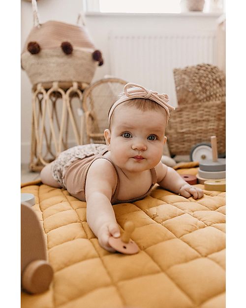 Play&Go Sacco Portagiochi e Tappeto Gioco Imbottito 2 in 1 Soft Cotone Biologico - Mostarda Tappeti Porta Gioco