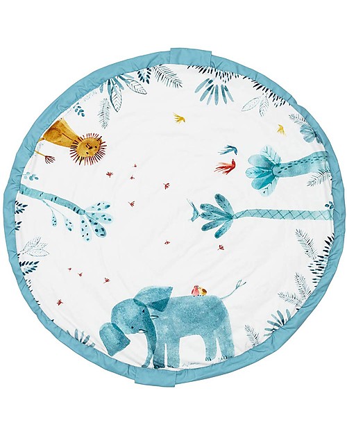 Play&Go Sacco Portagiochi e Tappeto Gioco Imbottito 2 in 1 Soft Cotone - Moulin Roty Baobab Tappeti Porta Gioco
