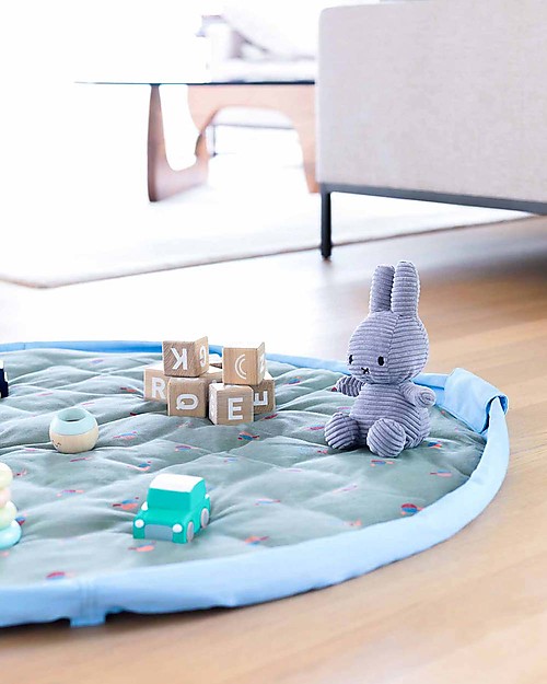 Play&Go Sacco Portagiochi, Tappeto Gioco Imbottito e Borsa Cambio 2 in 1 in Cotone - Ping Pong Tappeti Porta Gioco