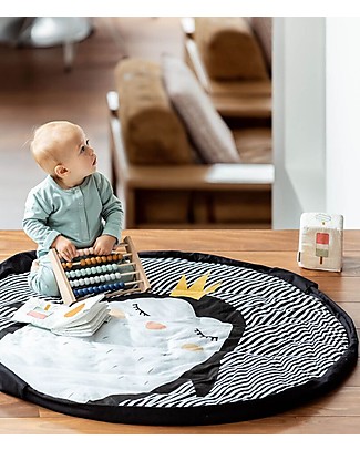 Play&Go Sacco Portagiochi, Tappeto Gioco Imbottito e Borsa Cambio 3 in 1 in Cotone - Pinguino Tappeti Gioco