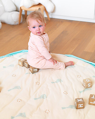 Play&Go Sacco Portagiochi, Tappeto Gioco Imbottito e Borsa Cambio 3 in 1 in Cotone - Sophie La Giraffa Contenitori Porta Giochi