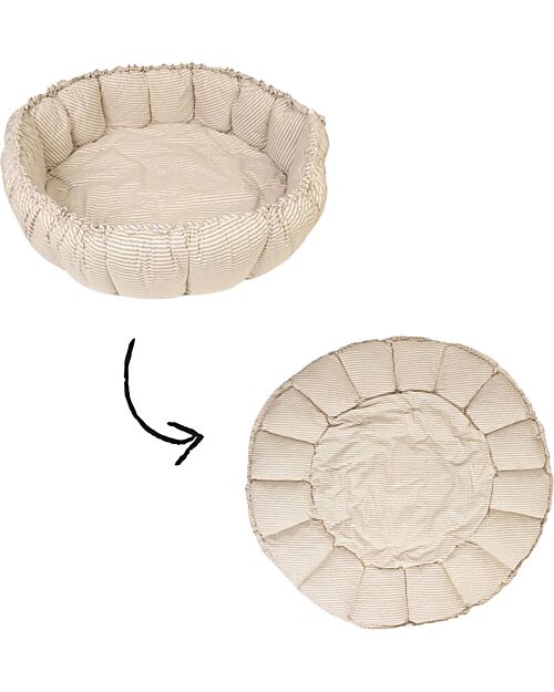 Play&Go Tappetino da Gioco 3 in 1 - a Righe Blu - 100% Cotone Biologico Tappeti Gioco Imbottiti