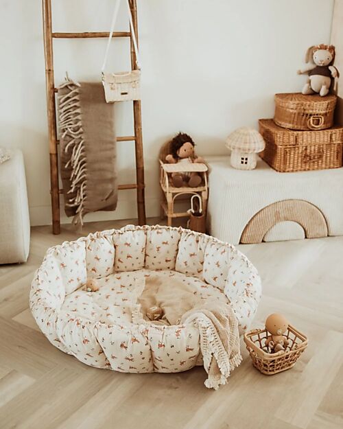 Play&Go Tappetino da Gioco 3 in 1 - Bloom Rabbit - 100% Cotone Biologico Tappeti Gioco Imbottiti