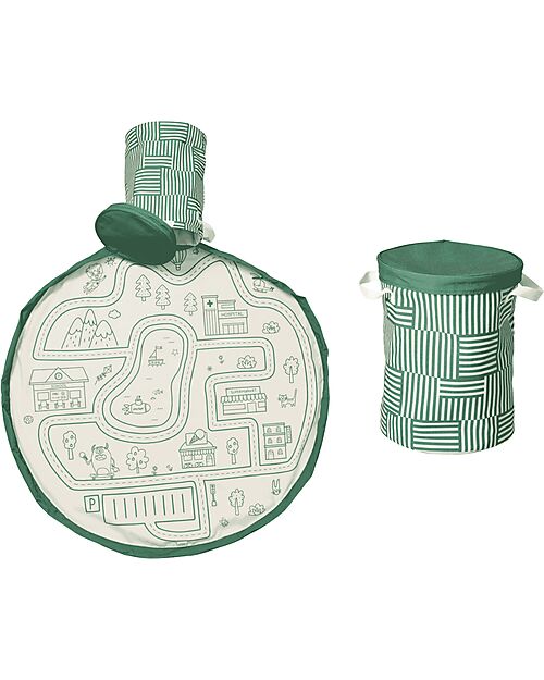 Play&Go Tappeto Gioco da Esterno e Cestino Portagiochi 2 in 1 - Strada Tappeti Porta Gioco