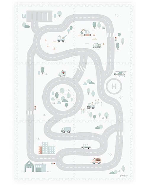 Play&Go Tappeto Puzzle - Road - 120x180 cm - 100% EVA Foam Tappeti Puzzle
