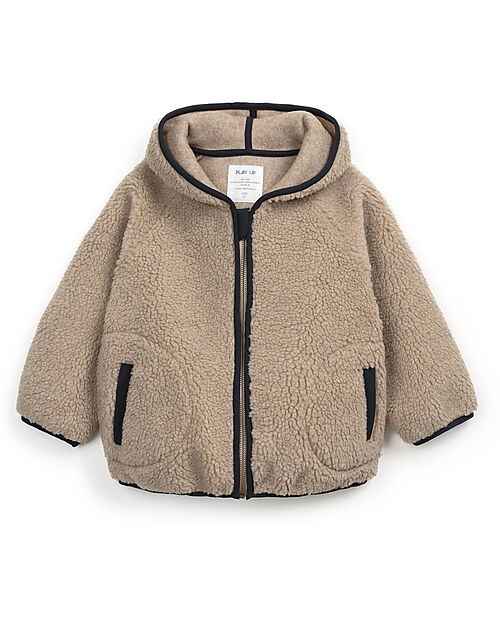 Play Up Giacca in Pile Teddy con Cappuccio e Zip - Beige - Materiale Riciclato Giacche