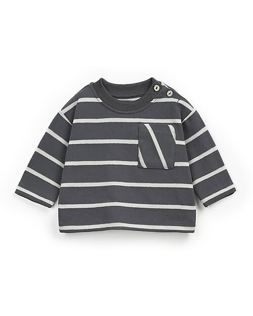 Play Up Maglia Manche Lunghe con Taschino - Righe - Crema e Antracite Maglie Manica Lunga