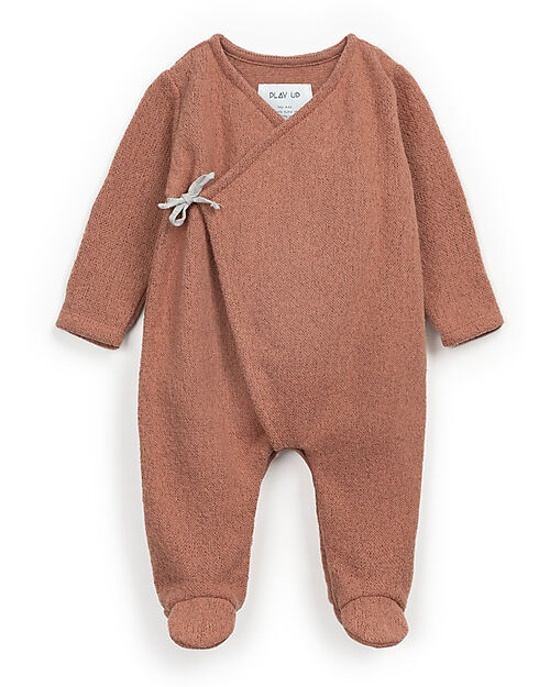 Play Up Tutina Lunga con Apertura a Portafoglio e Piedini - Rosa Corallo - Cotone Riciclato Tutine Lunghe