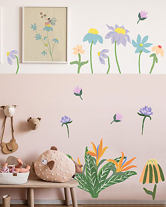 Pop By Gaea Adesivi da Parete in Vinile XL - Fiori Pastello Adesivi Da Parete