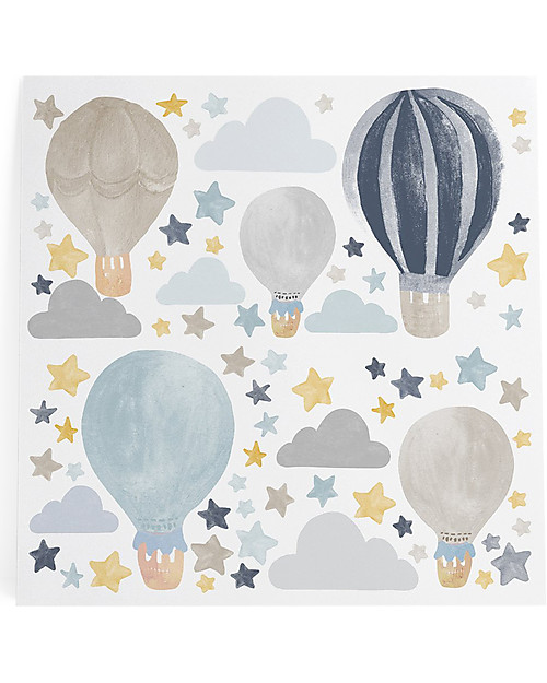 Pop By Gaea Adesivi da Parete in Vinile XL - Grandi Mongolfiere Blu Adesivi da Parete