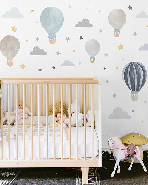 Pop By Gaea Adesivi da Parete in Vinile XL - Grandi Mongolfiere Blu Adesivi da Parete