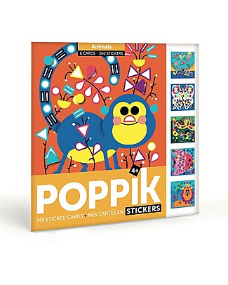 Poppik Cartoline con Adesivi - Animali - dai 4 anni Carta e Cartone