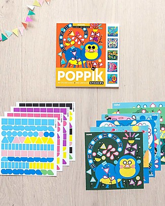 Poppik Cartoline con Adesivi - Animali - dai 4 anni Carta e Cartone