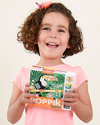 Poppik Cartoline con Adesivi - Tropicale - dai 4 anni Adesivi e Timbri