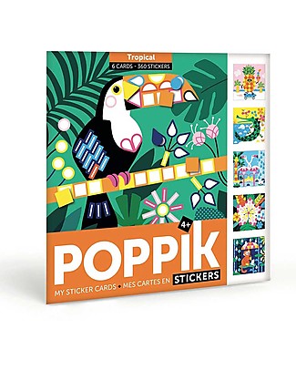 Poppik Cartoline con Adesivi - Tropicale - dai 4 anni Adesivi e Timbri