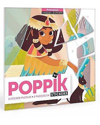 Poppik Mini Puzzle con Adesivi - Principesse - dai 5 anni Adesivi e Timbri