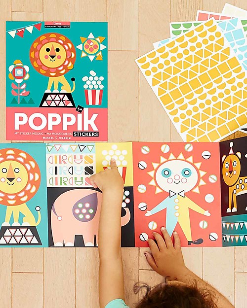 Poppik Mosaici Adesivi Giganti - Circo - dai 3 ai 6 anni Adesivi e Timbri