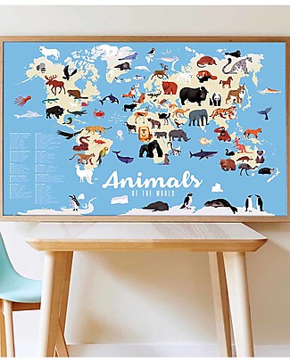 Poppik Poster Scientifico - Animali del Mondo - dai 5 anni Carta e Cartone