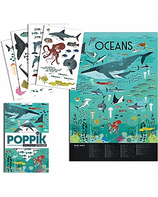 Poppik Poster Scientifico - Animali dell'Oceano - dai 7 anni Carta e Cartone