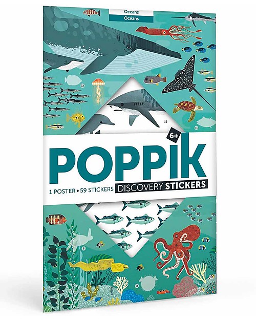 Poppik Poster Scientifico - Animali dell'Oceano - dai 7 anni Decorazioni da Parete