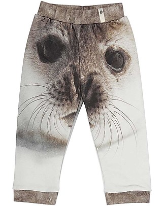Popupshop Baby Pantaloni Lunghi in Felpa, Foca - Cotone bio Pantaloni Lunghi