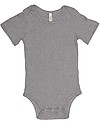 Popupshop Body Maniche Corte a Costine, Grigio Melange - 100% Cotone bio Body Manica Corta
