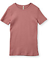 Popupshop Maglia Maniche Corte a Costine, Rosa - 100% Cotone bio T-shirt
