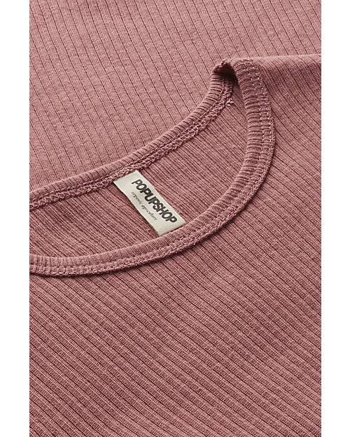 Popupshop Maglia Maniche Corte a Costine, Rosa - 100% Cotone bio T-shirt