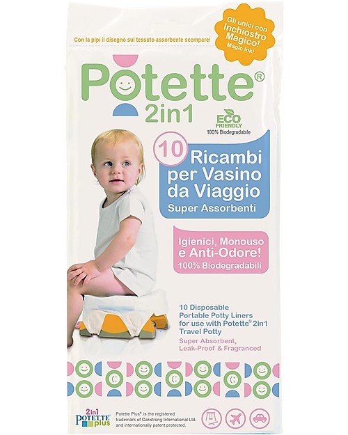 Potette 2in1 Ricambi per Vasino Potette 2in1, 10 pezzi, Superassorbenti e Antiodore Vasini
