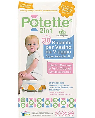 Potette 2in1 Ricambi per Vasino Potette 2in1, 30 Pezzi, Superassorbenti e Antiodore Vasini_