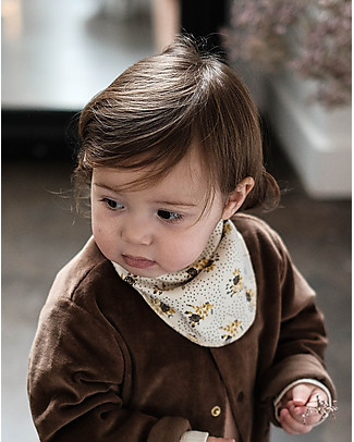 Poudre Organic Bavaglino Bandana Asperule - Fiori Panna - 100% cotone bio Bavagli a Bandana