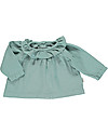 Poudre Organic Blusa con Collo Volant e Bottoni Posteriori (3-4 anni) - Blu Surf - 100% cotone bio Bluse