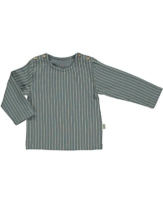 Poudre Organic Blusa Maniche Lunghe con Bottoncini Houblon - Righe Carta di Zucchero (3 anni) - 100% cotone bio Top