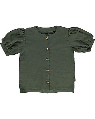 Poudre Organic Blusa Poire con Maniche a Sbuffo - Verde Foresta - 100% Cotone bio Bluse