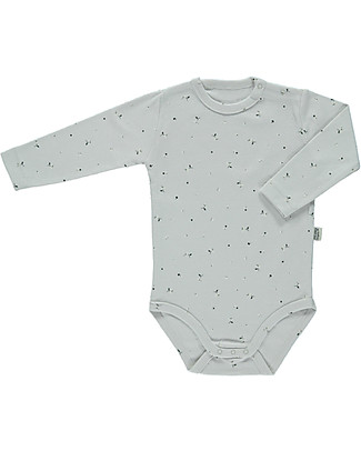 Poudre Organic Body a Manica Lunga Aloes - Pattern Floreale - Grigio - 100% Cotone Biologico Body Manica Lunga