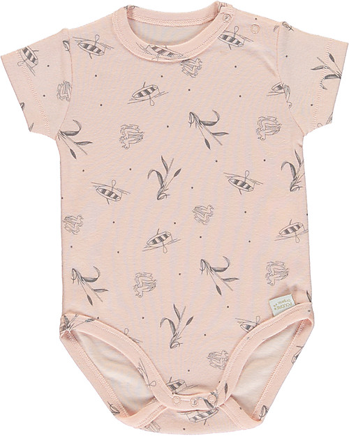 Poudre Organic Body Maniche Corte Aloès - Sabbia con Stampa Laghetto - 100% Cotone Bio Body Manica Corta