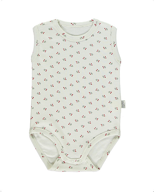 Poudre Organic Body Senza Maniche Aulne - Motivo Floreale Rosso - 100% Cotone Bio Body Manica Corta