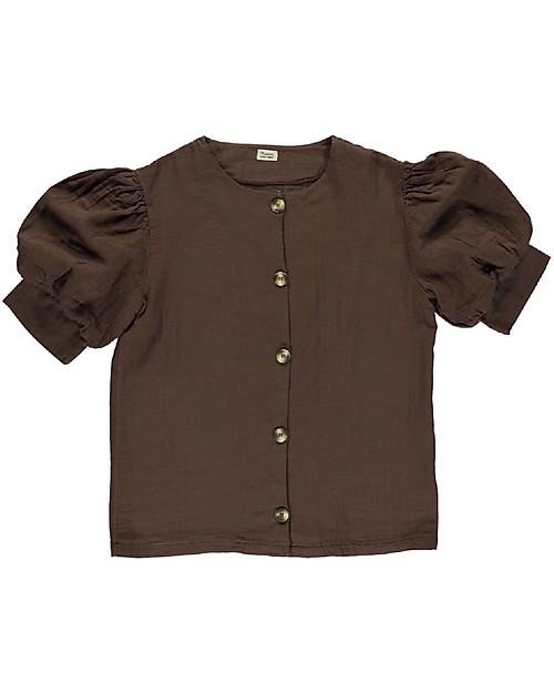 Poudre Organic Camicia con Maniche Corte a Palloncino Poire Madame - Marrone - 100% cotone bio Camicie_