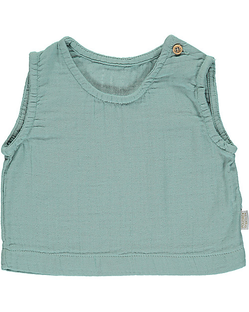 Poudre Organic Canotta a Spalla Larga Ceylan - Blu Surf (12-24 mesi) - 100% Cotone Bio Canotte