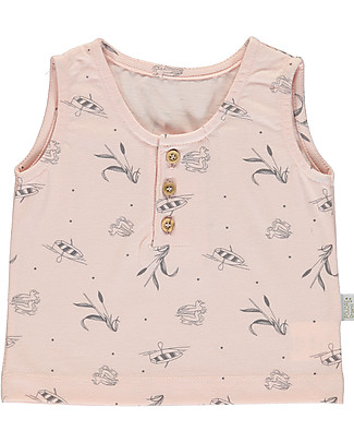 Poudre Organic Canotta a Spalla Larga Sureau - Sabbia Stampa Laghetto (3-4 anni) - 100% Cotone Bio T-Shirt e Canotte