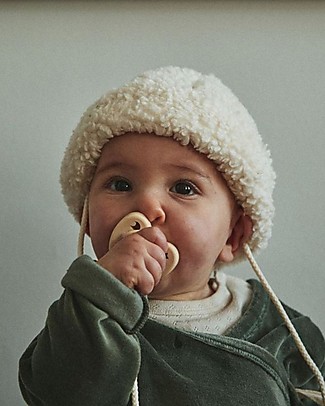 Poudre Organic Cappellino con Coulisse Itoh - Panna - 100% Spugna di Cotone Biologico Cappelli Invernali
