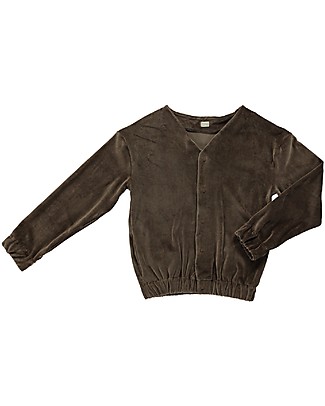 Poudre Organic Cardigan in Velluto con Scollo a V Primevere Madame - Marrone - 100% cotone bio Cardigan