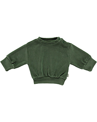 Poudre Organic Felpa a Maniche Lunghe Cassandre - Verde Foresta - 100% Spugna di Cotone Biologico Felpe